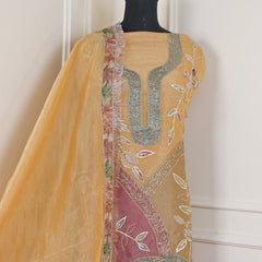 Organza Mustard Yellow Unstitched Suit