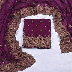 Crepe Purple Unstitched Suit