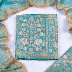 Shimmer Ferozi Unstitched Lehenga Suit