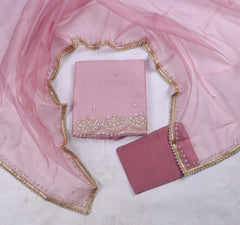 Crush Baby Pink Unstitched Suit
