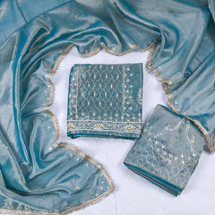 Shimmer Ferozi Unstitched Lehenga Suit
