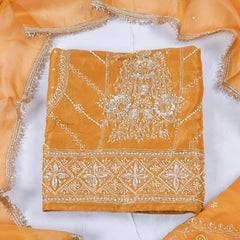Shimmer Yellow Unstitched Lehenga Suit