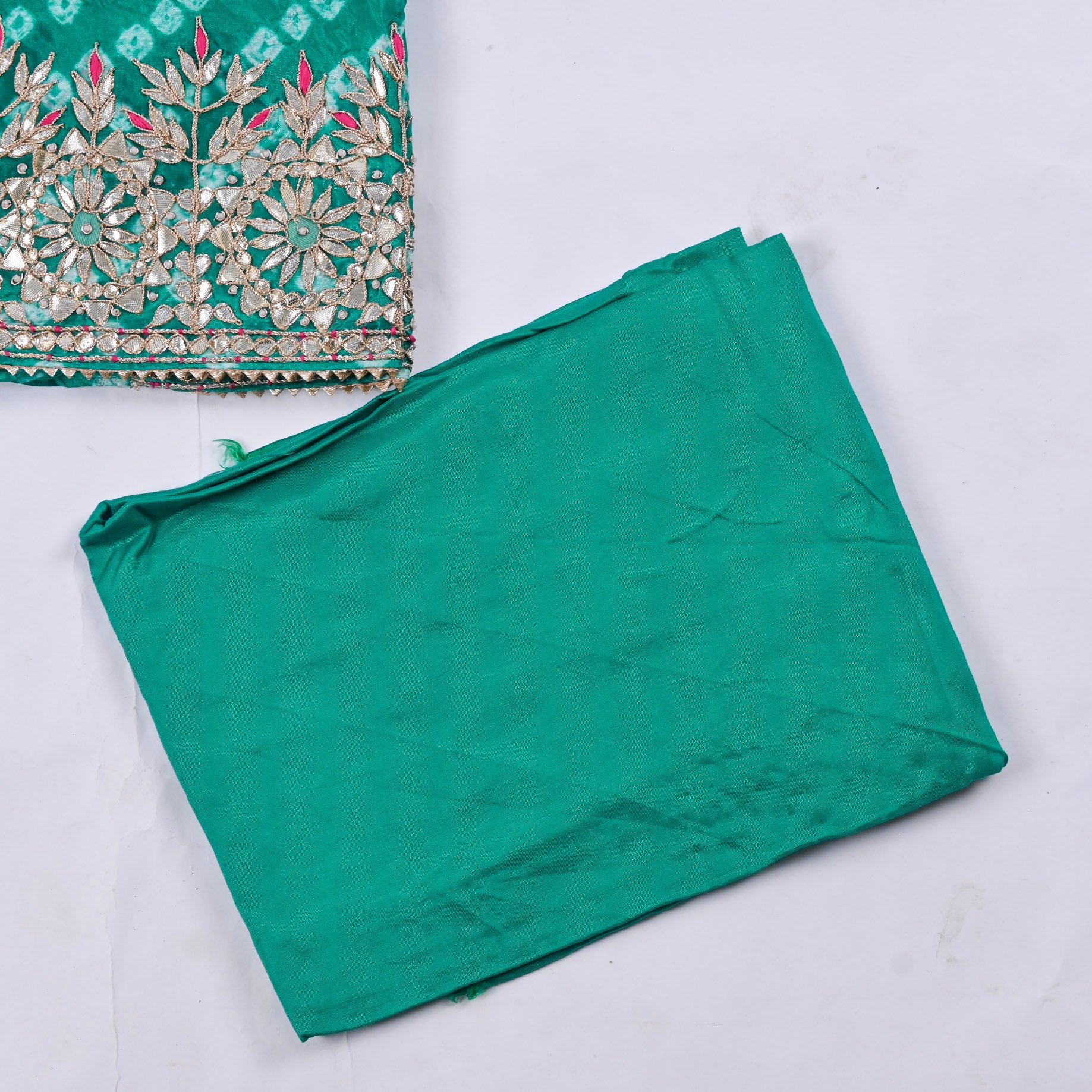 Muslin Teal Blue Unstitched Suit