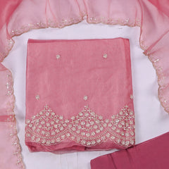 Crush Onion Pink Unstitched Suit