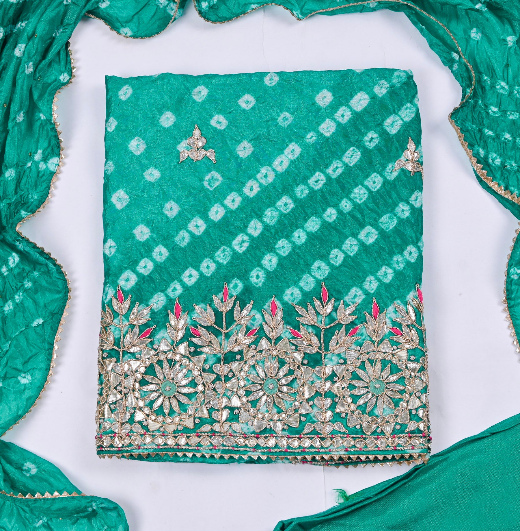 Muslin Teal Blue Unstitched Suit