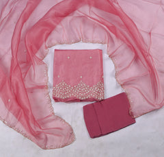 Crush Onion Pink Unstitched Suit