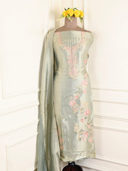 Giraffe Shimmer Pista Green Unstitched Suit