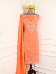 Organza Orange Unstitched Suit