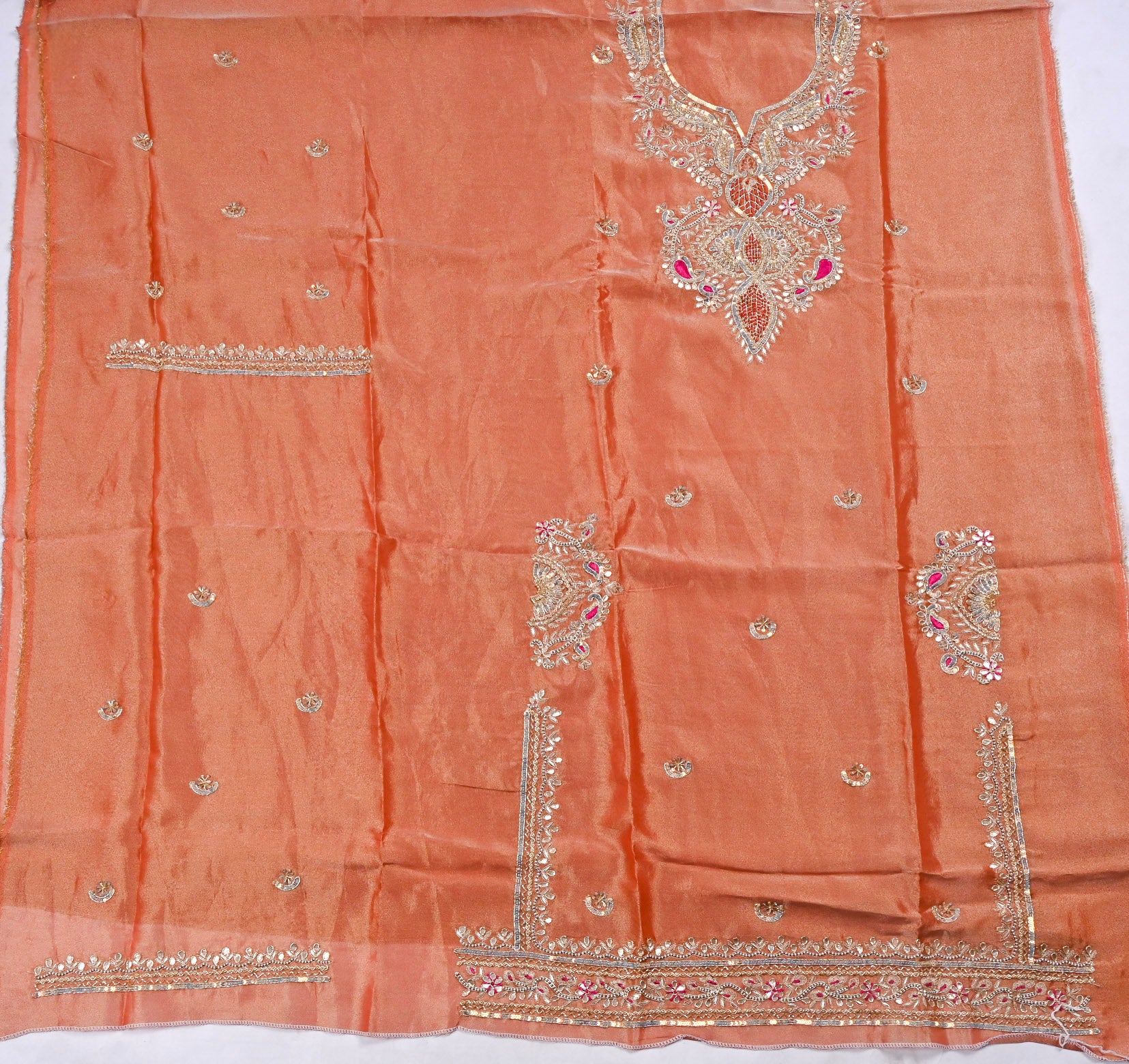 Shimmer Orange Unstitched Suit
