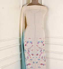 Organza Beige Unstitched Suit