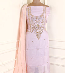 Twill Organza Light Lavender Unstitched Suit