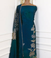 Organza Blue Unstitched Suit