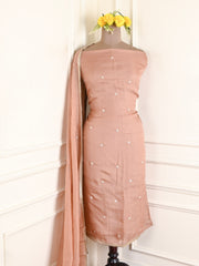 Twill Organza Beige Unstitched Suit