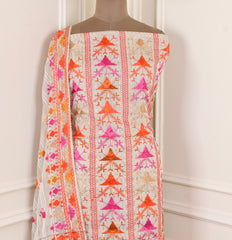 Shimmer Golden White Unstitched Suit
