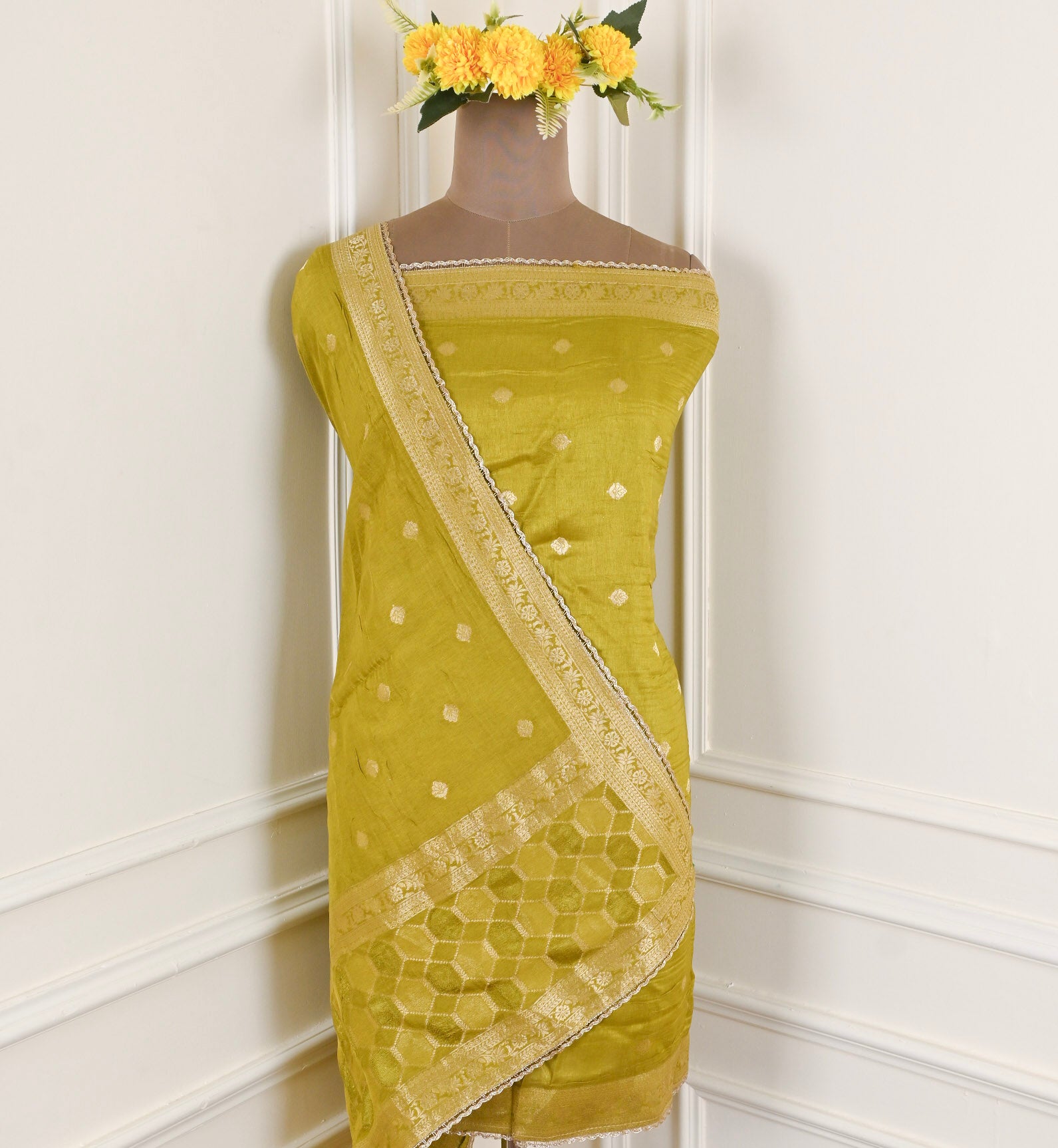 Banarasi Mehandi Unstitched Suit