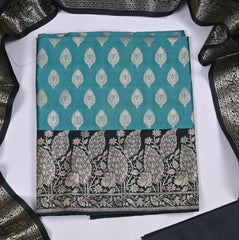Banarasi Silk Sky Blue Unstitched Suit