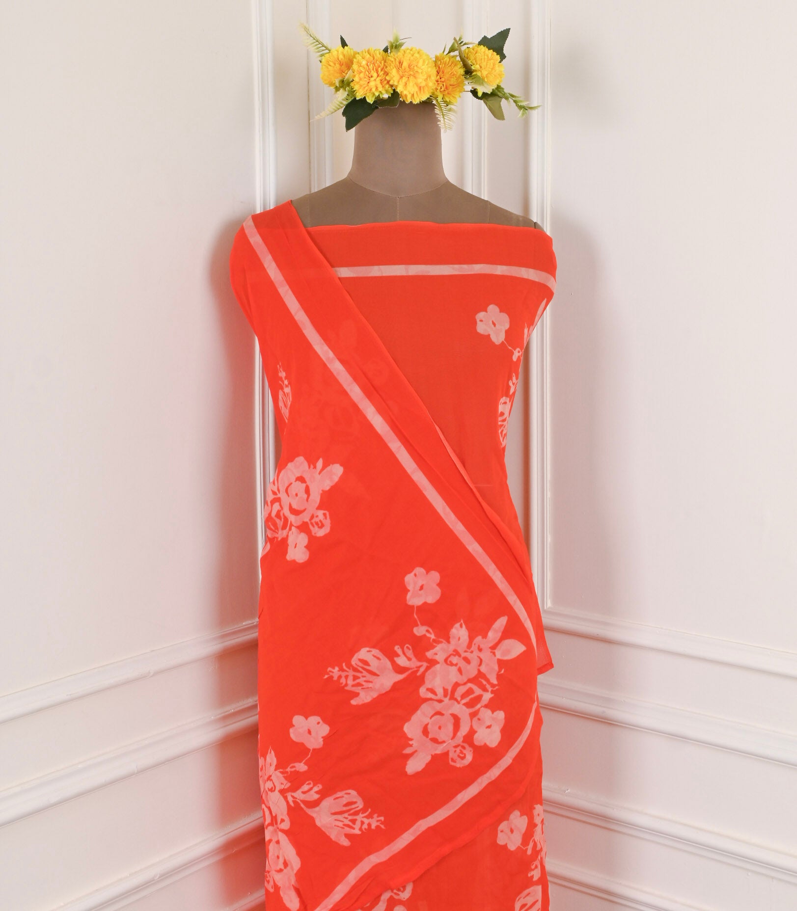 Georgette Red Unstitched Suit