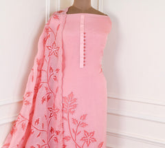 Organza Pink Unstitched Suit