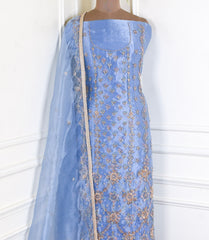 Glass Powder Blue Unstitched Suit
