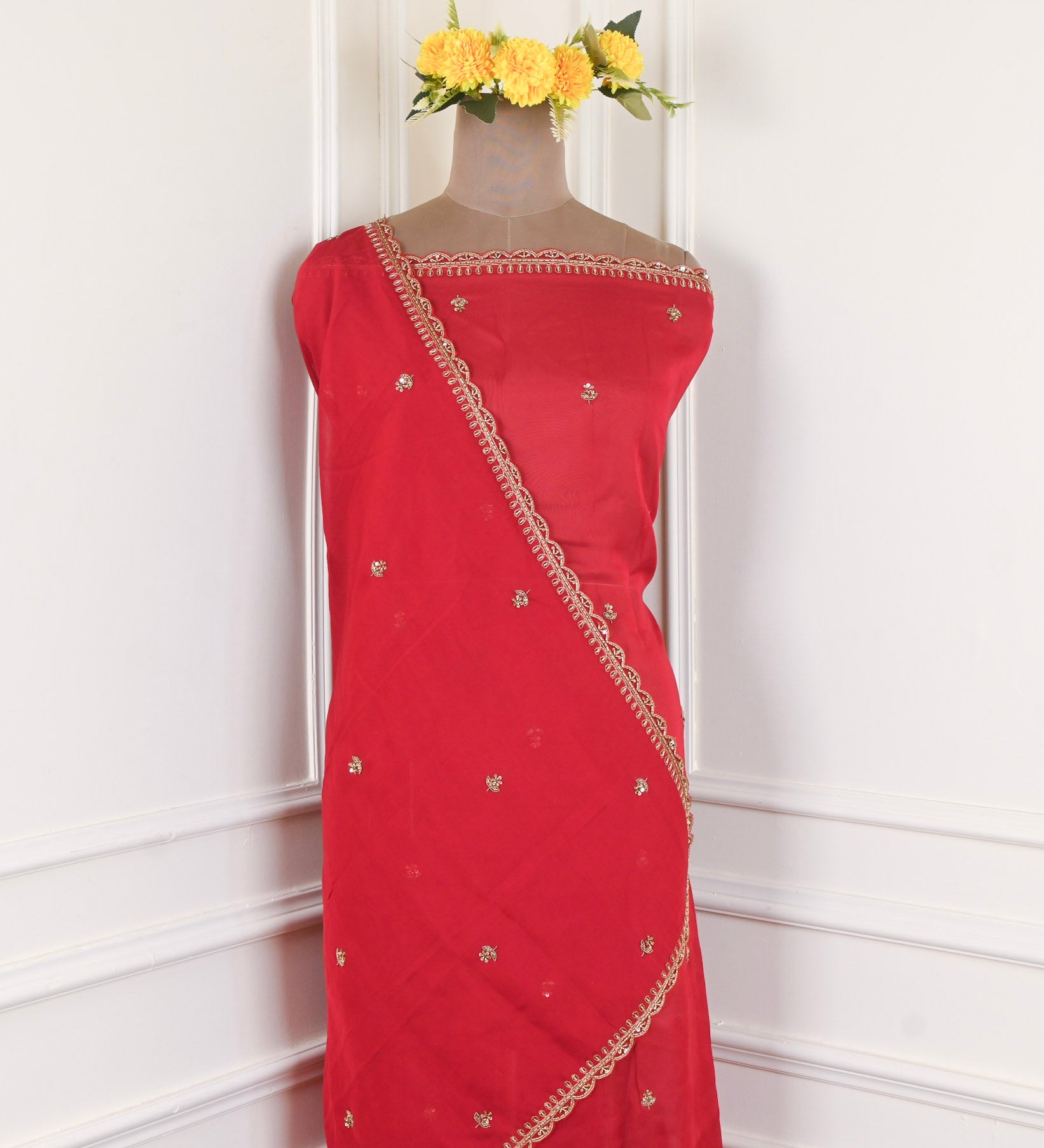 Shimmer Red Unstitched Suit
