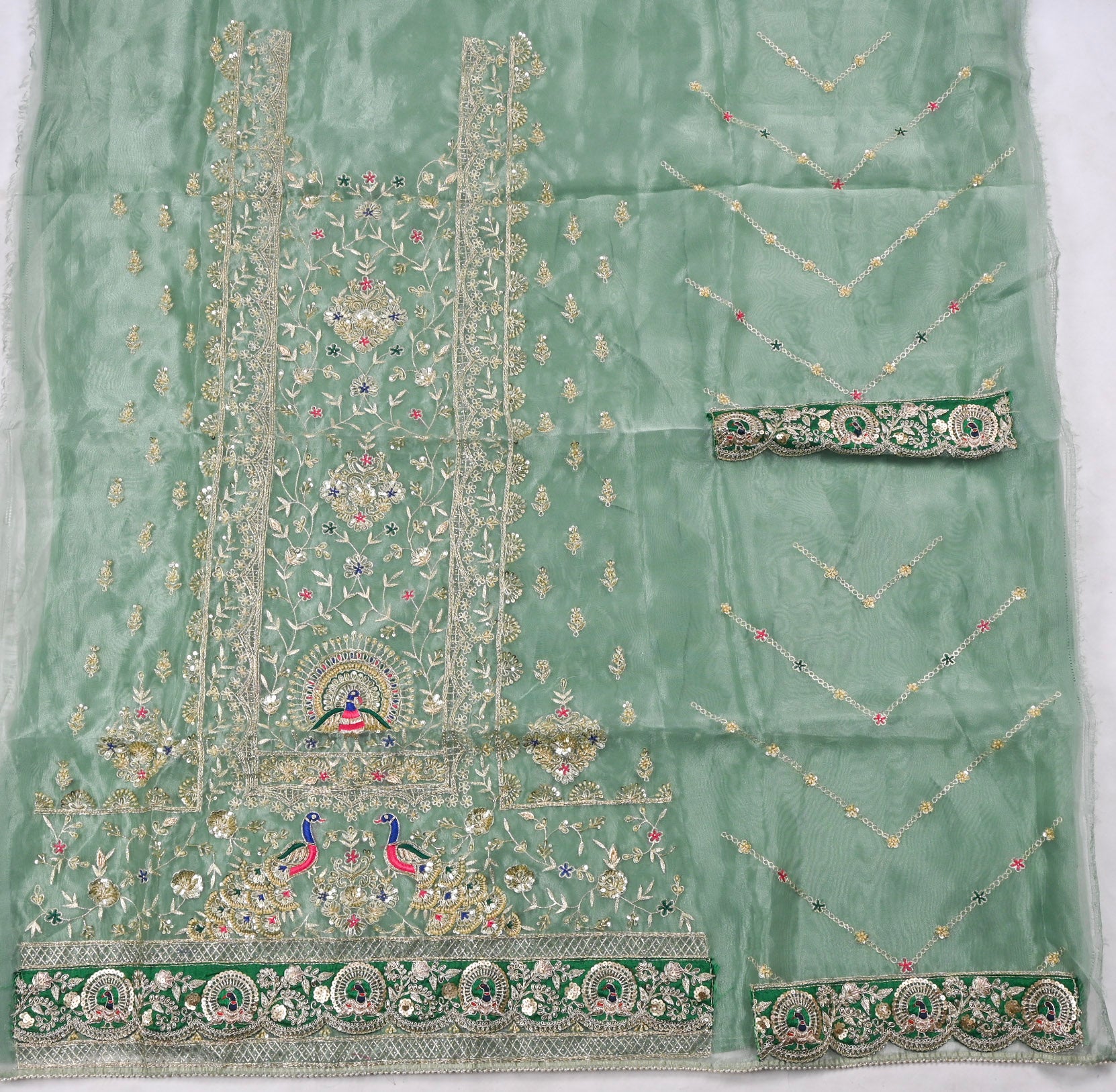Glass Shimmer Sea Green Unstitched Suit
