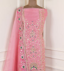 Glass Shimmer Pink Unstitched Suit