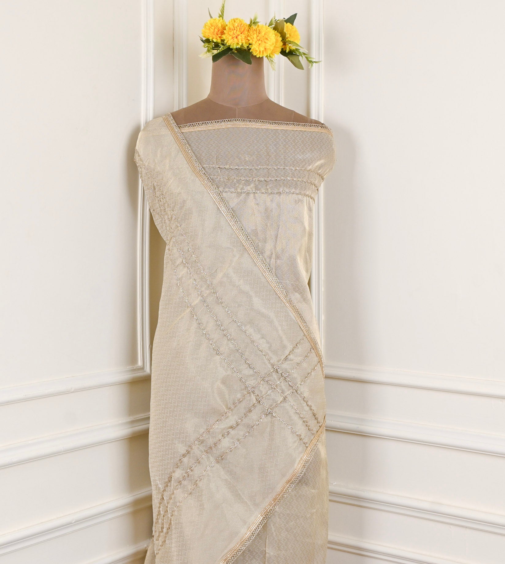 Shimmer Golden Unstitched Suit