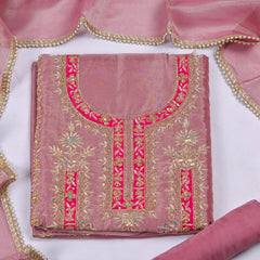 Shimmer Onion Pink Unstitched Suit