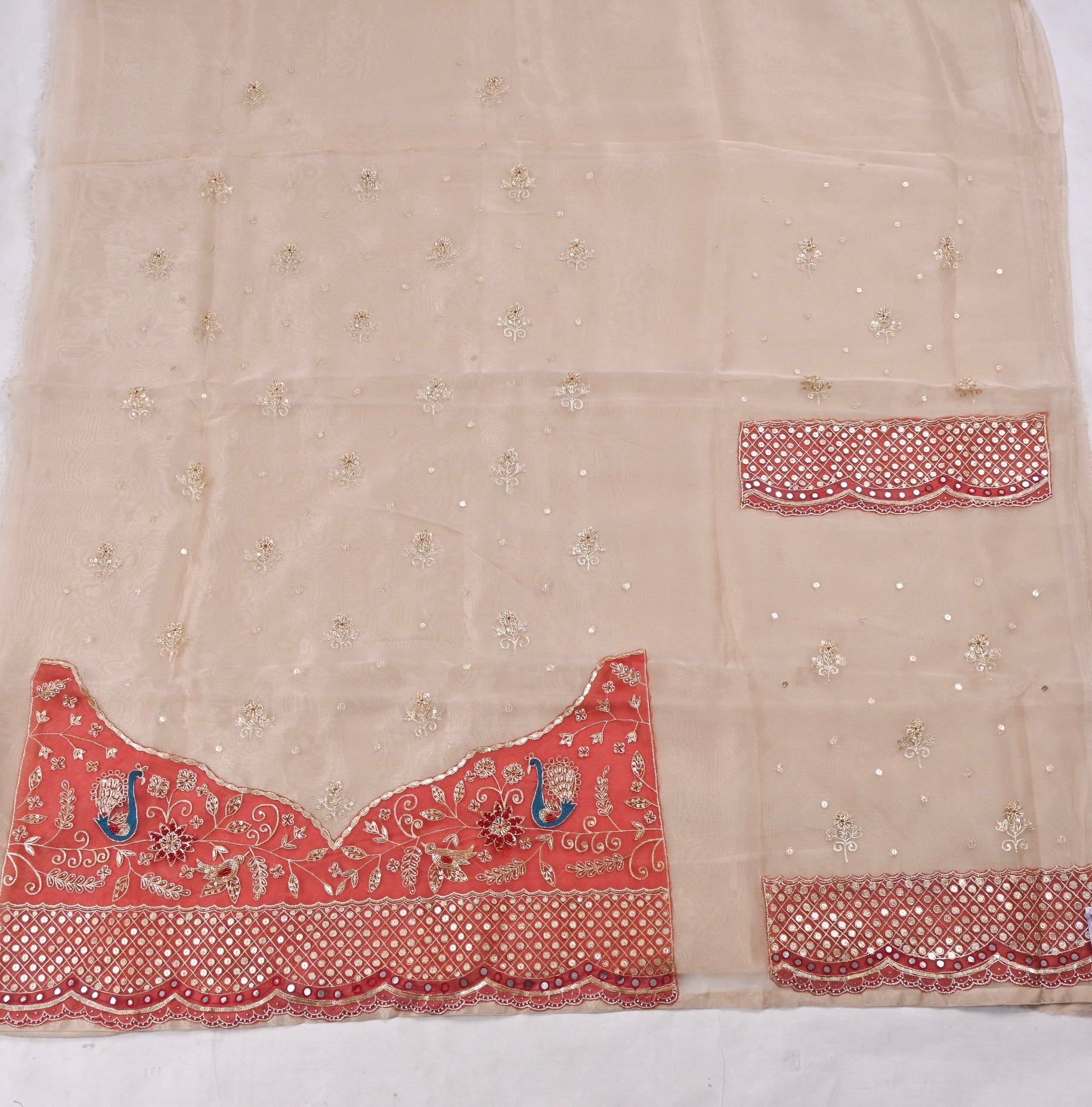 Glass Shimmer Beige Unstitched Suit