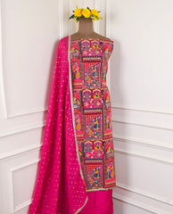 Crepe Pink Unstitched Suit