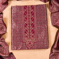 Banarasi Magenta Unstitched Suit
