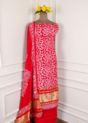 Cotton Red Unstitched Suit