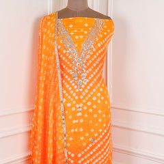 Muslin Orange Unstitched Suit