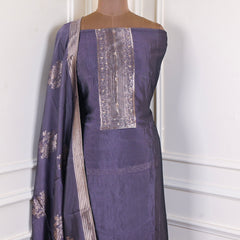 Banarasi Silk Purple Unstitched Suit