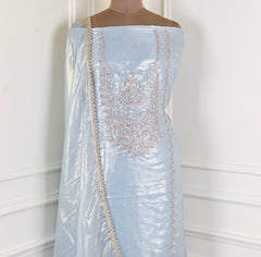 Sasha Silk Light Blue Unstitched Suit