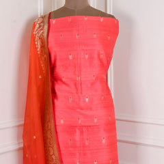 Khadi Silk Red Unstitched Suit