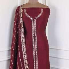 Khadi Brown Unstitched Suit