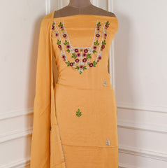 Organza Yellow Unstitched Suit