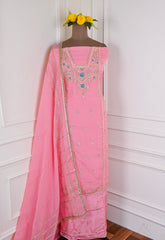 Organza Pink Unstitched Suit