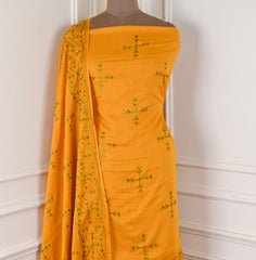 Mul Mul Yellow Phulkari Suit