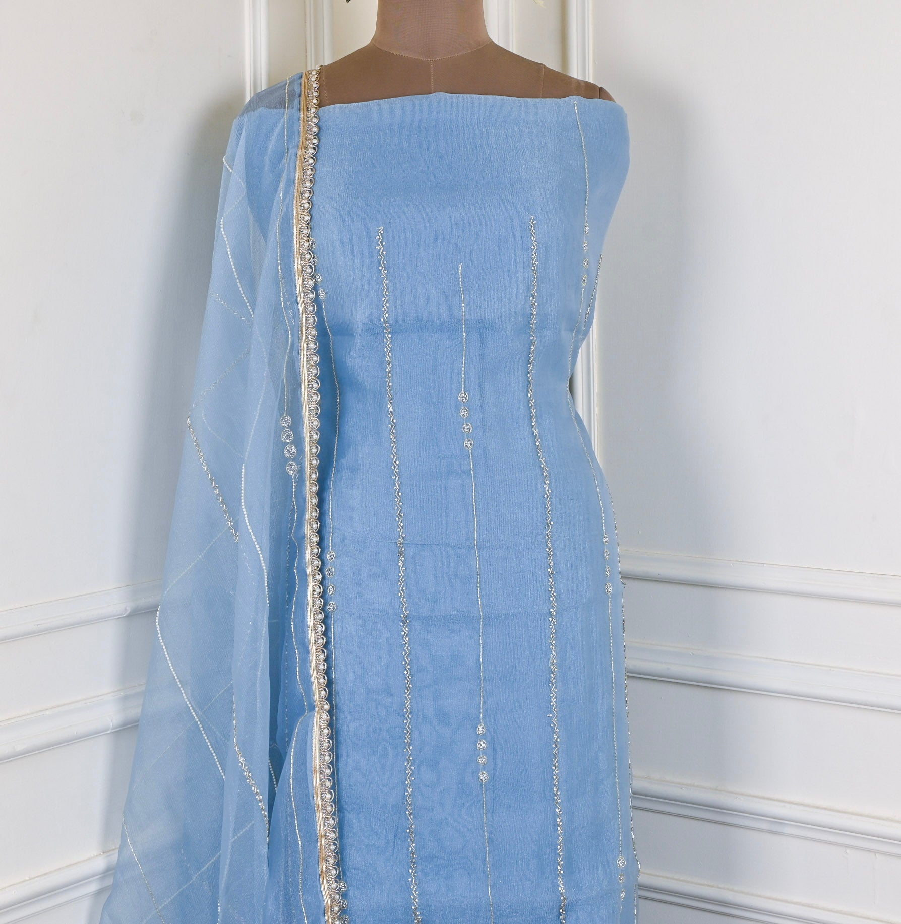 Crush Sky Blue Unstitched Suit