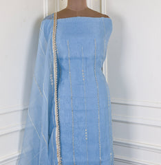 Crush Sky Blue Unstitched Suit