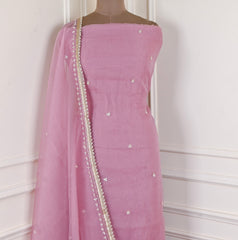 Crush Baby Pink Unstitched Suit