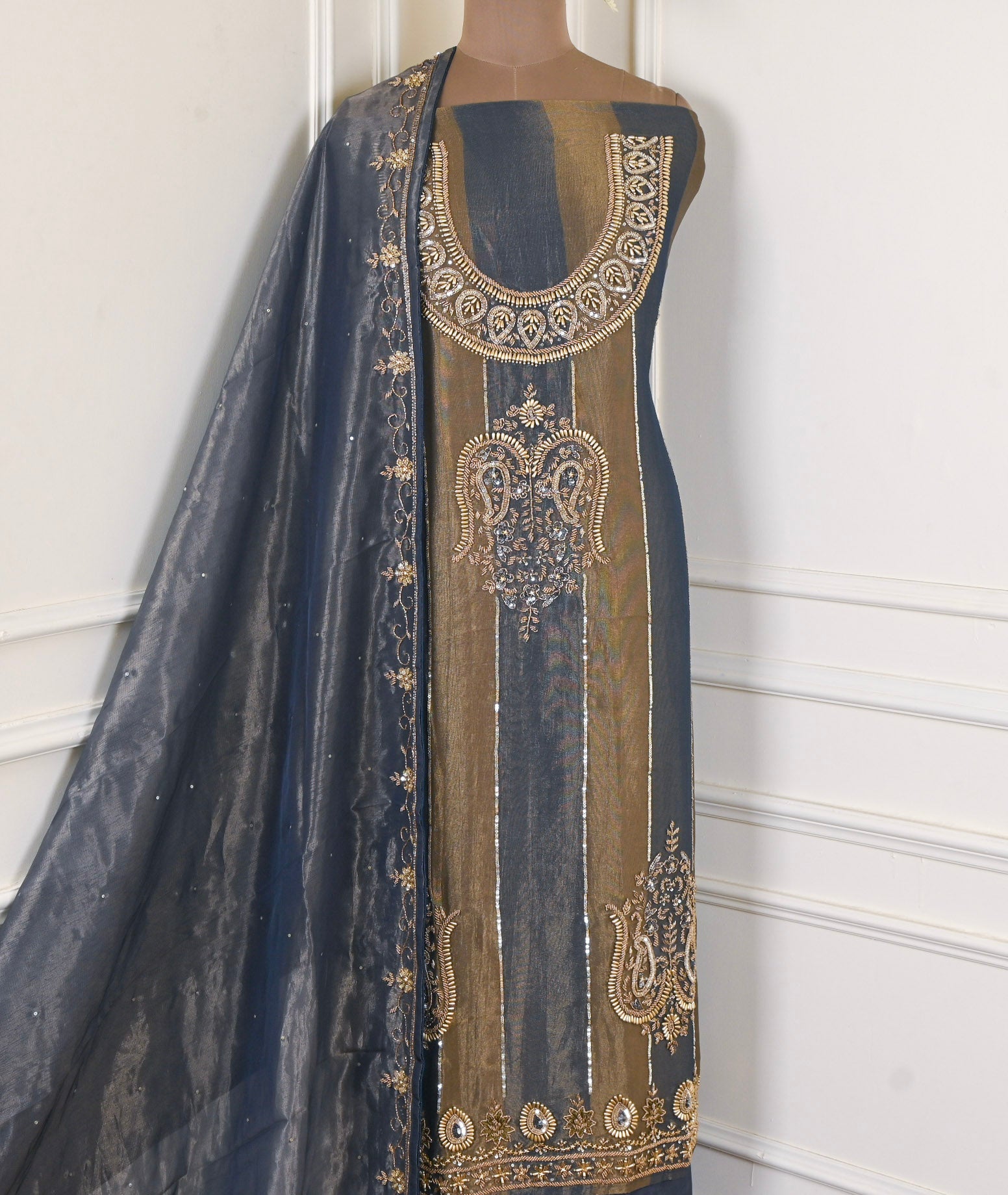 Shimmer Blue Unstitched Suit