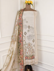Georgette Beige Unstitched Suit