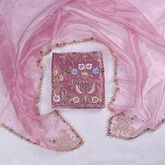 Glass Shimmer Onion Pink Unstitched Suit