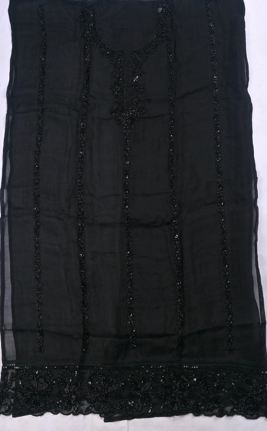 Organza Black Unstitched Suit