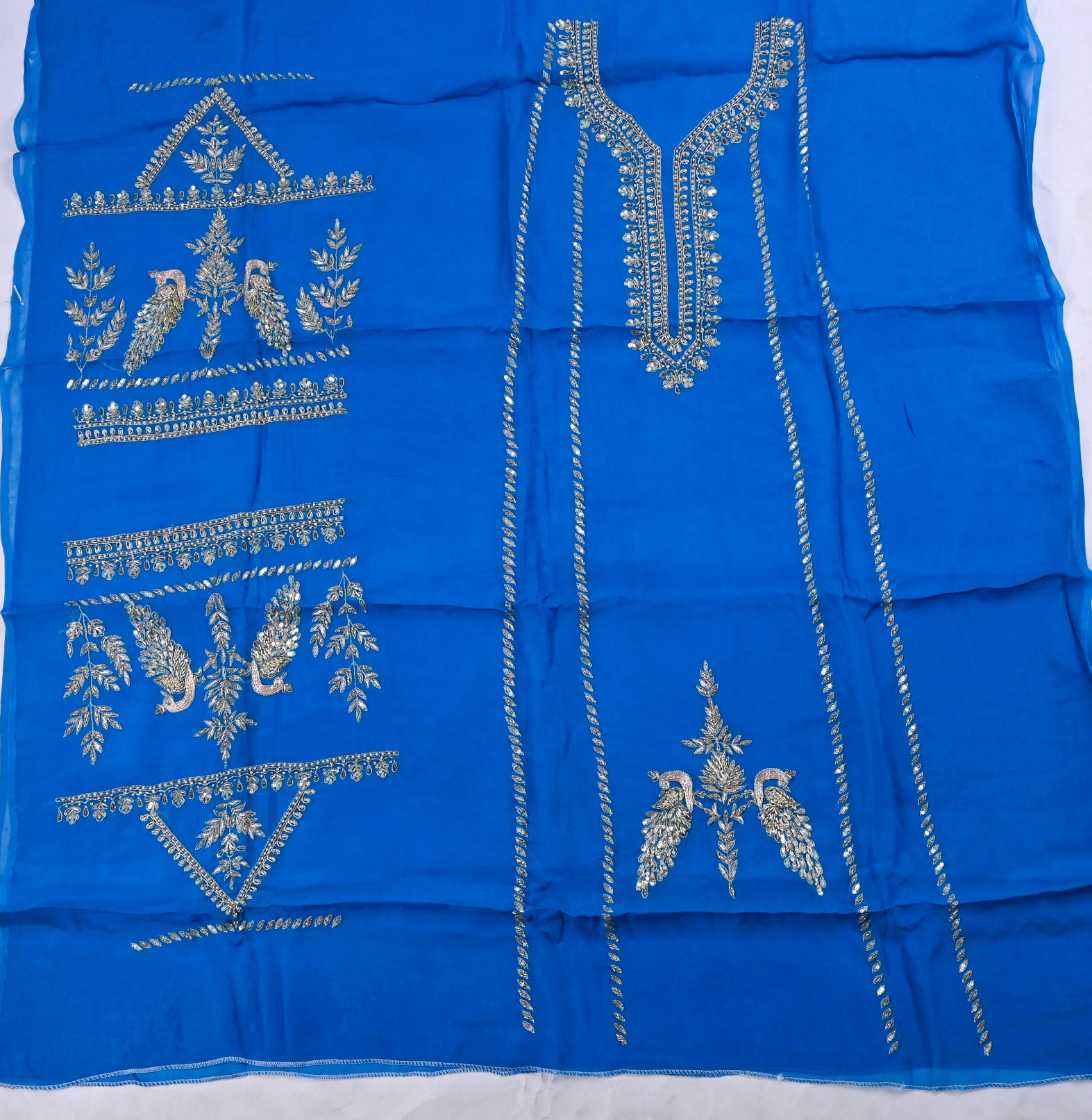 Organza Blue Unstitched Suit