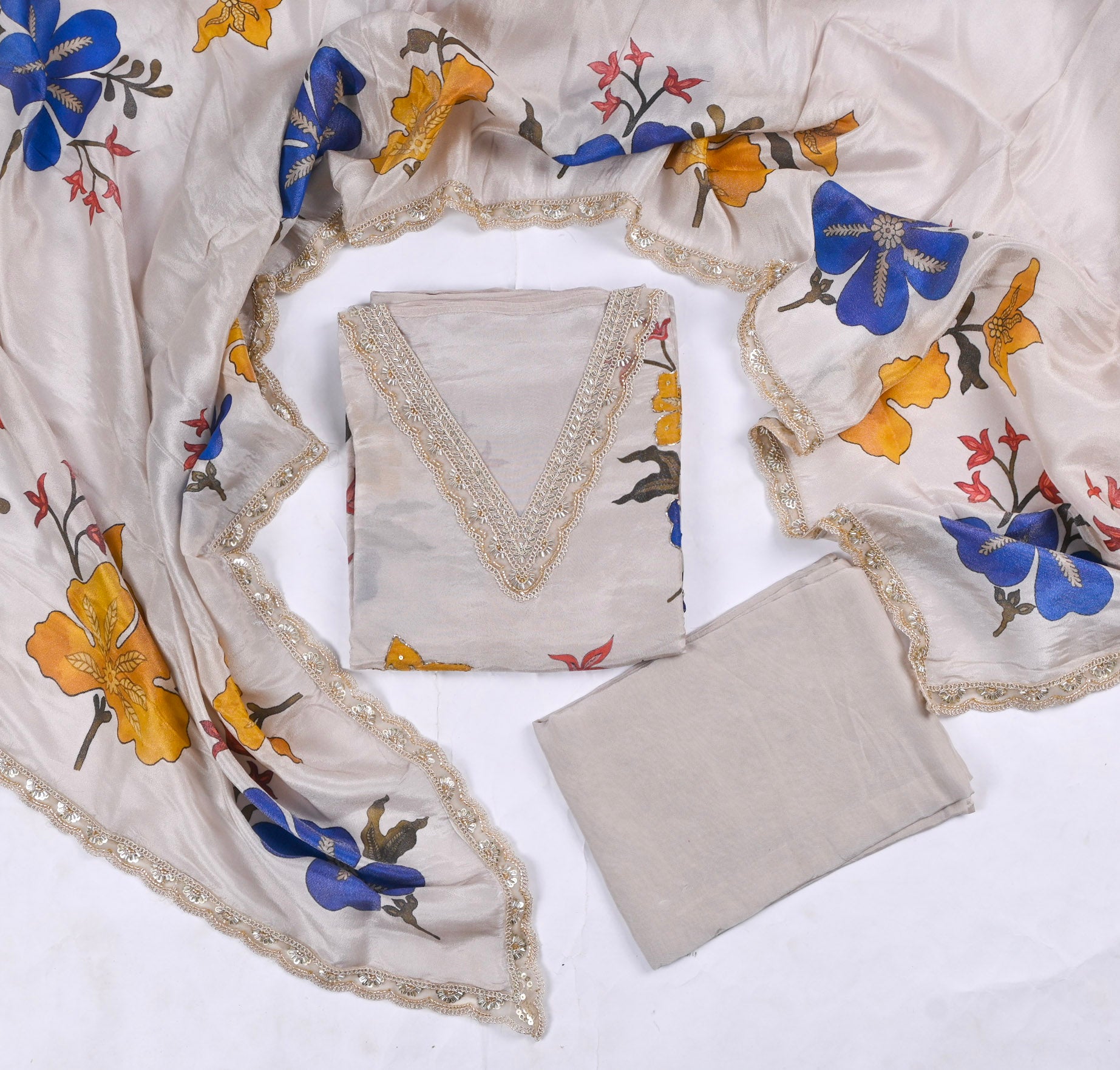 Shimmer Off-White Unstitched Suit