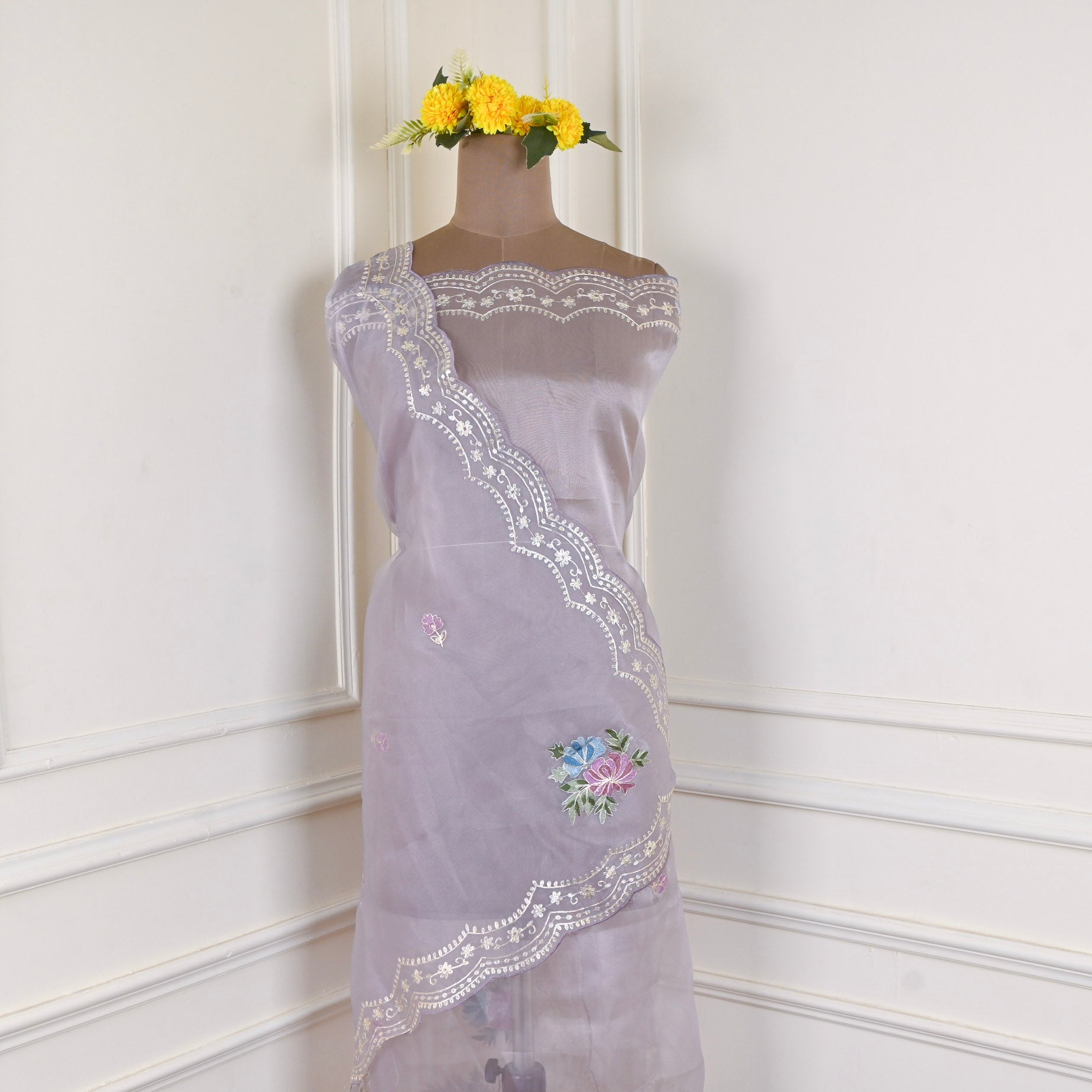 Glass Shimmer Lavender Unstitched Suit